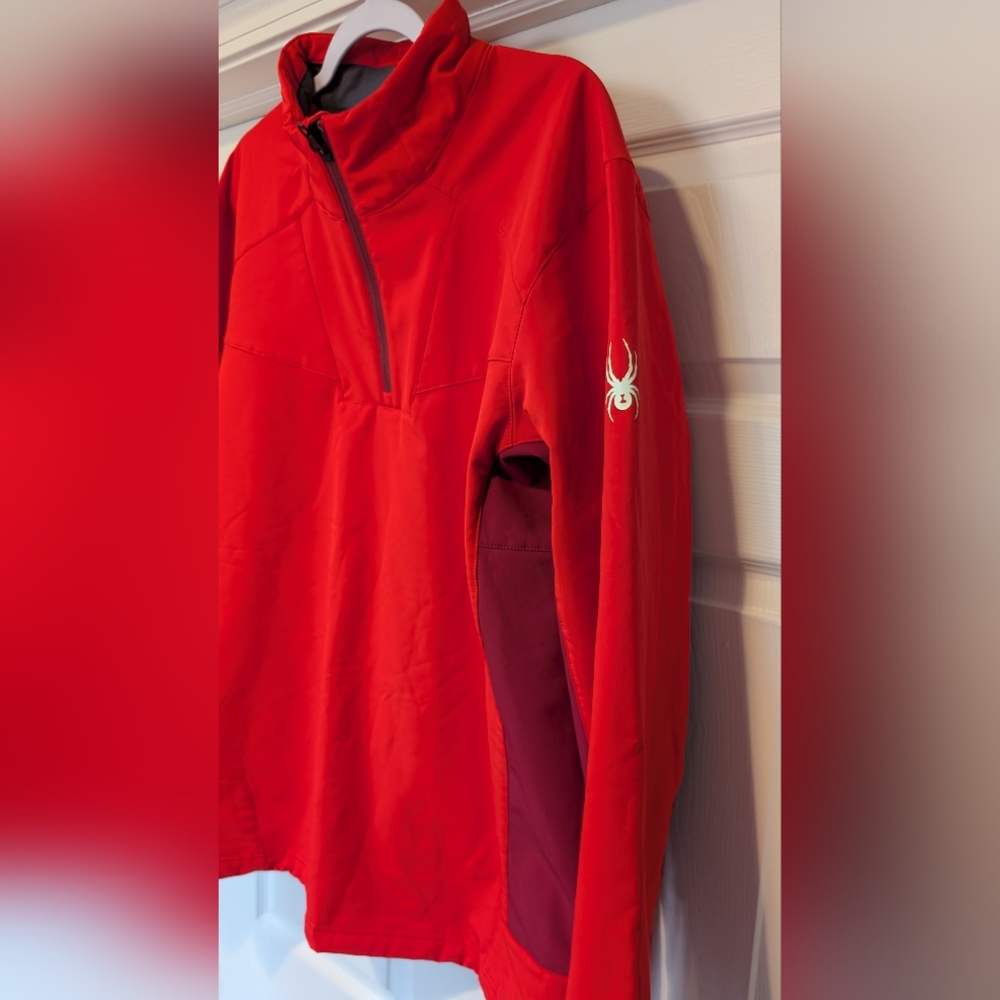 Spyder Men's Two Tone Red 1/4 Quarter Zip Weather Resistant Pullover Jacket XXL - Picture 8 of 14